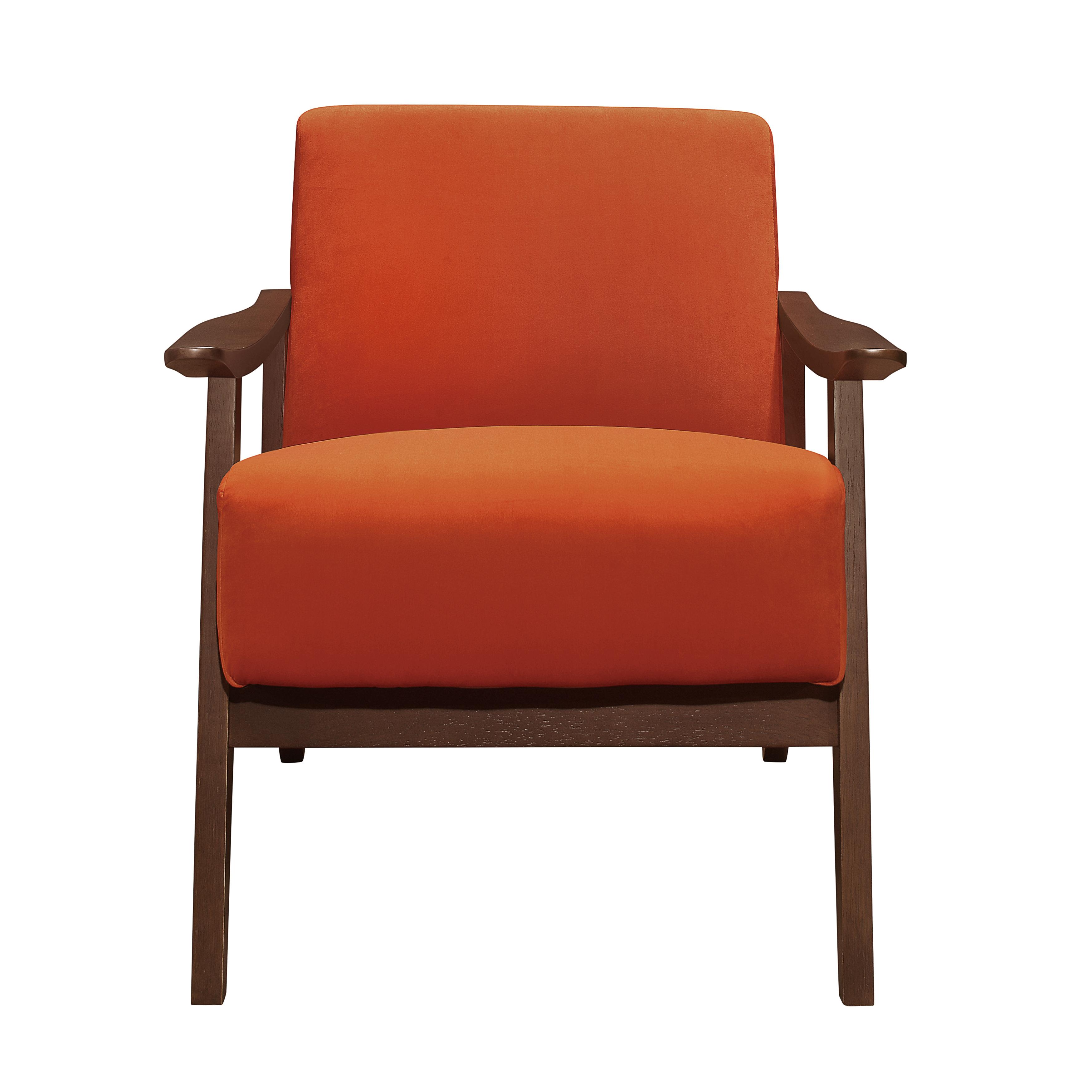 Transitional Accent Chair 1032RN-1 Carlson 1032RN-1 in Orange Velvet