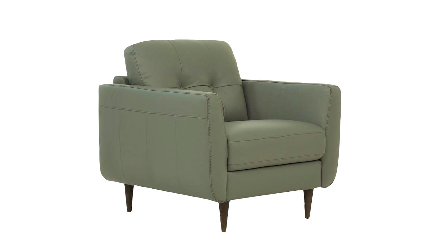Transitional Chair Radwan 54962 in Spring green Leather