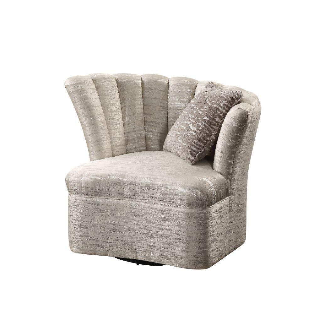 Transitional Swivel Chair Athalia 55307 in Pearl 