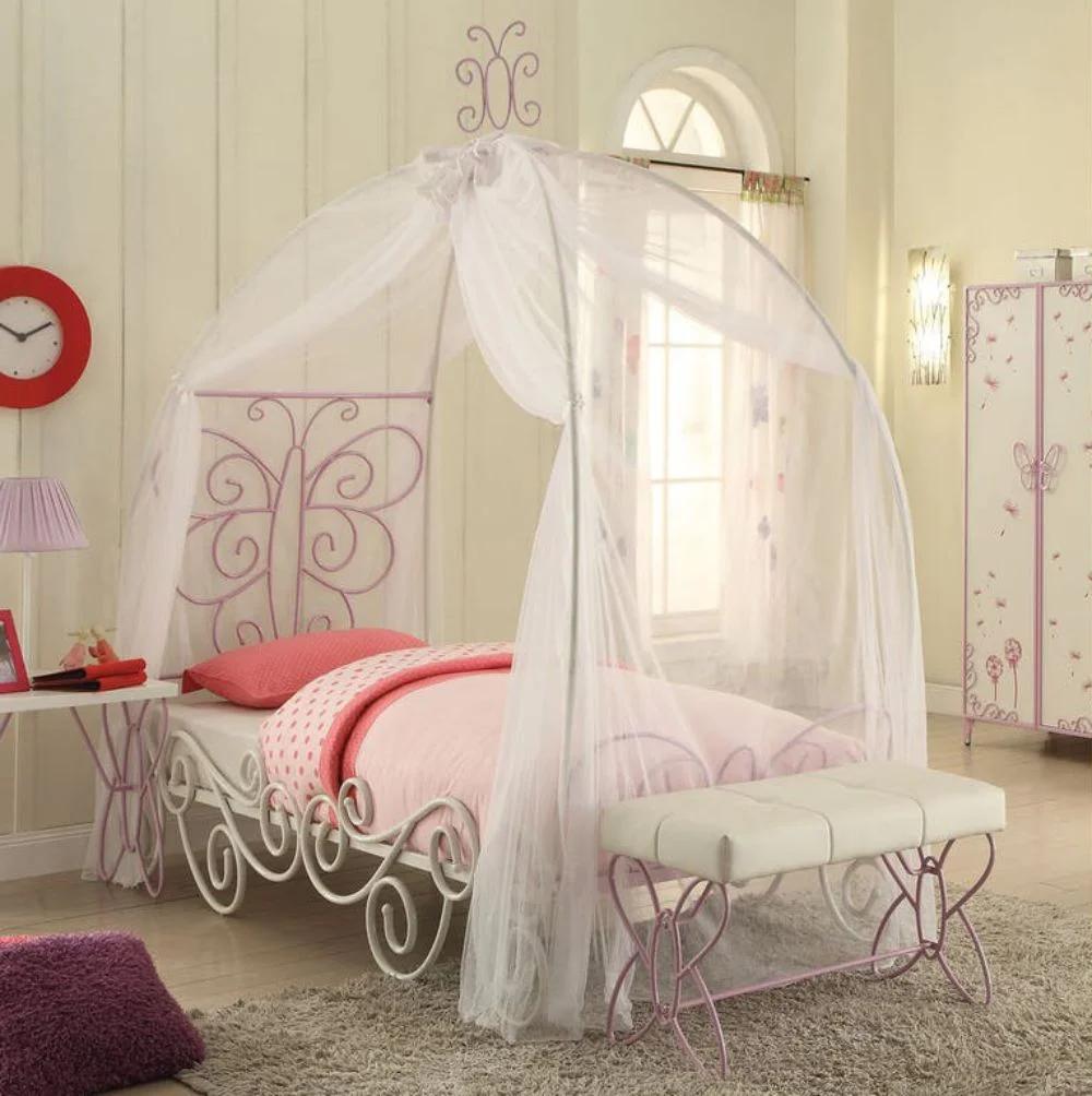 

    
Transitional White & Light Purple Full Bed w/ Butterfly Design Carriage by Acme Priya II 30535F
