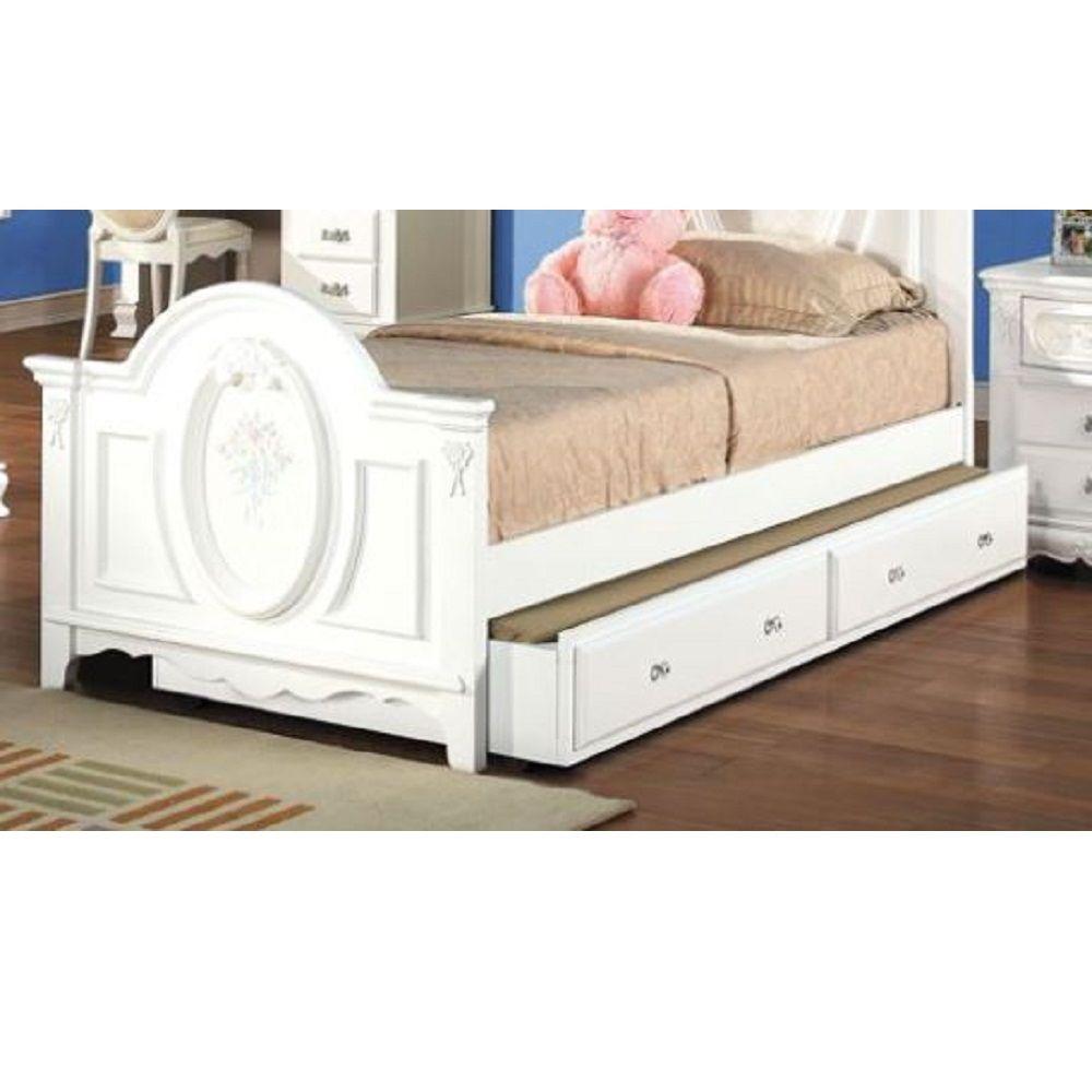 Transitional Twin Size Bed w/Trundle Flora Twin Size Bed w/Trundle BD01645T-T-2PCS BD01645T-T-2PCS in White 