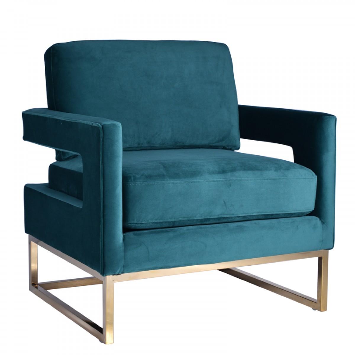 Contemporary, Modern Accent Chair Modrest Edna VGRH-RHS-AC-201-GRN in Green, Gold Fabric