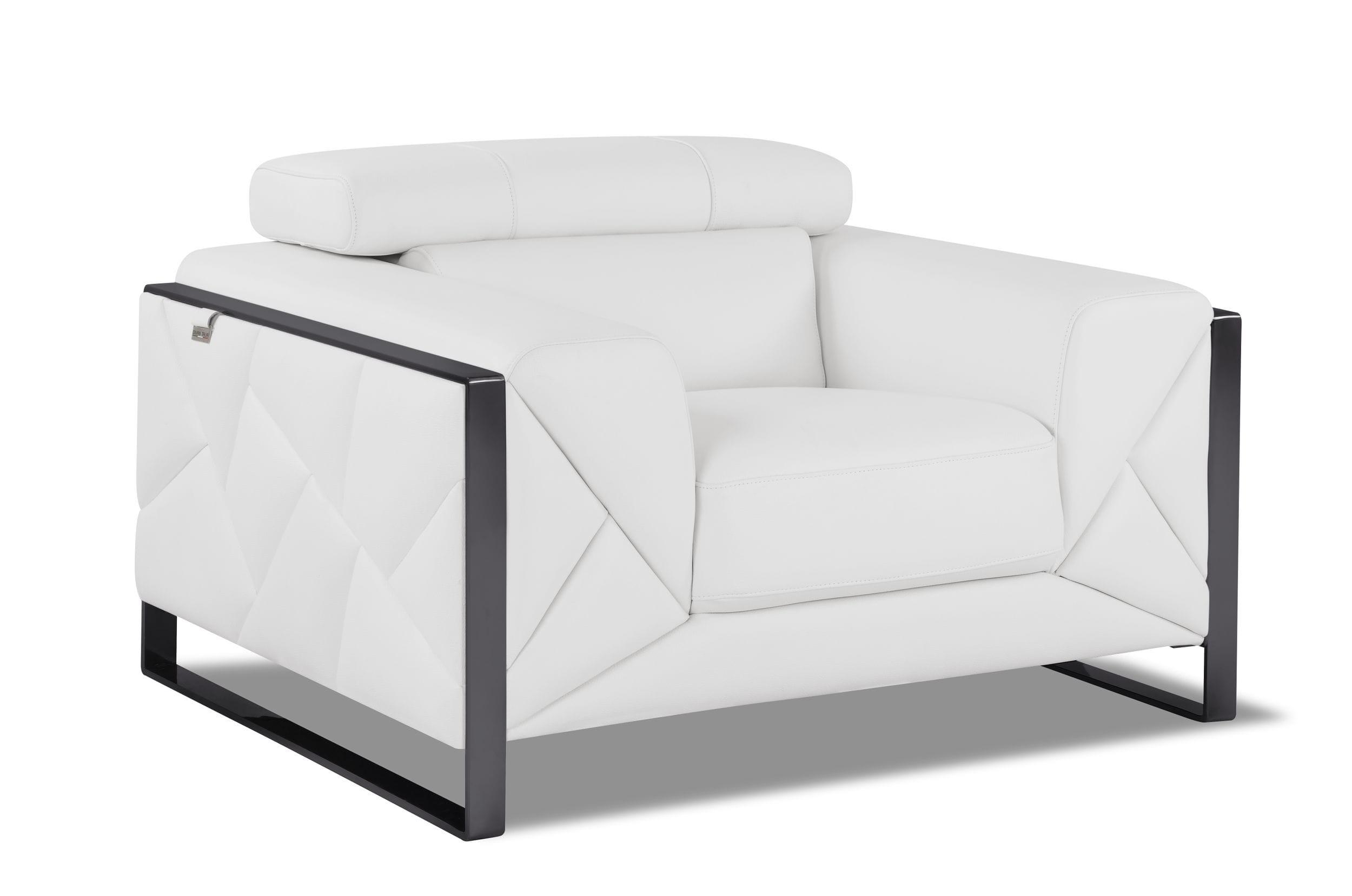 Contemporary Arm Chairs 903 903-WHITE-CH in White Genuine Italian Leatder