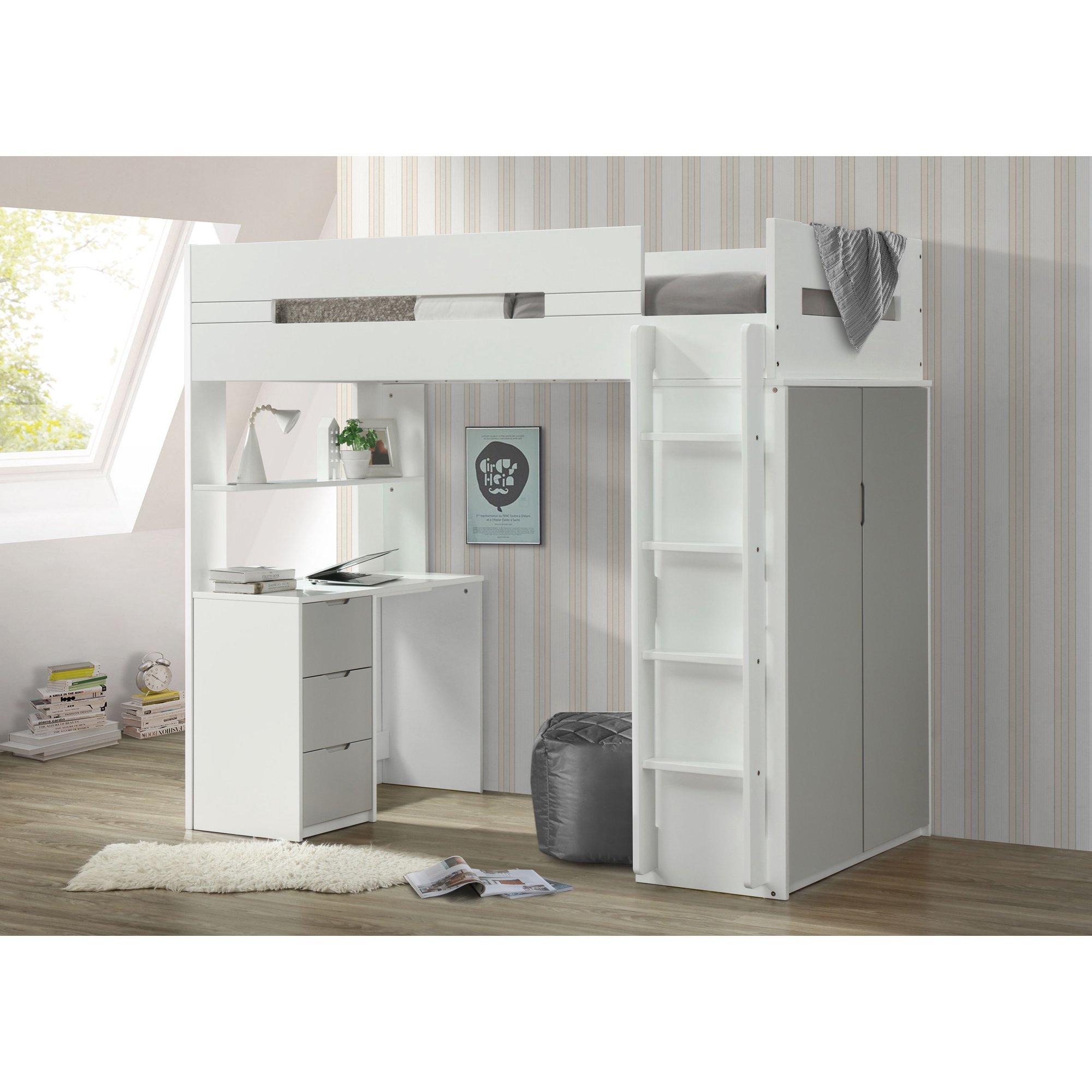 Transitional Loft Bed Nerice 38050 in Gray 