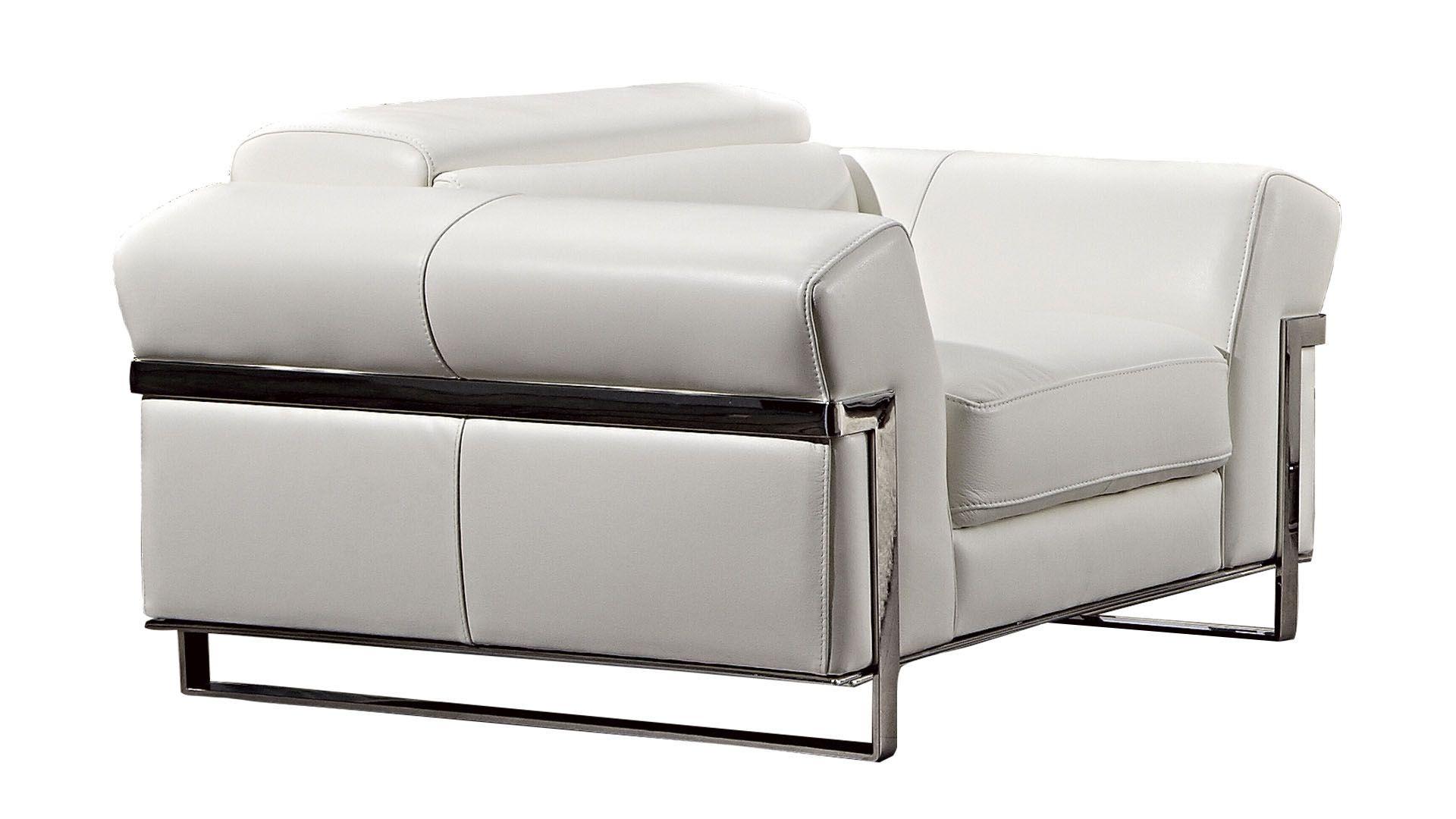 Contemporary, Modern Arm Chair EK012-W-CHR EK012-W-CHR in White Italian Leather