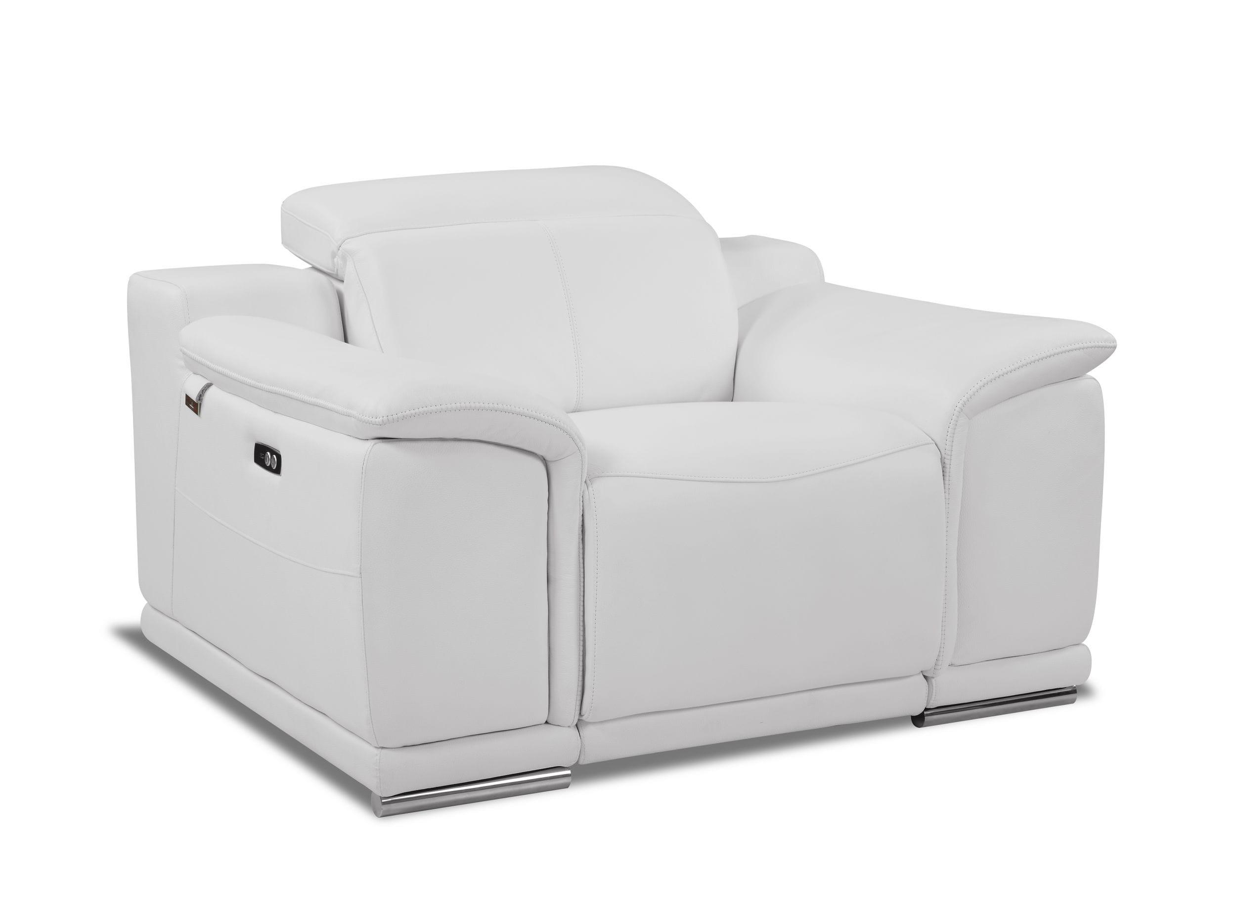 Contemporary Reclining Chair 9762 9762-WHITE-CH in White Leather Match