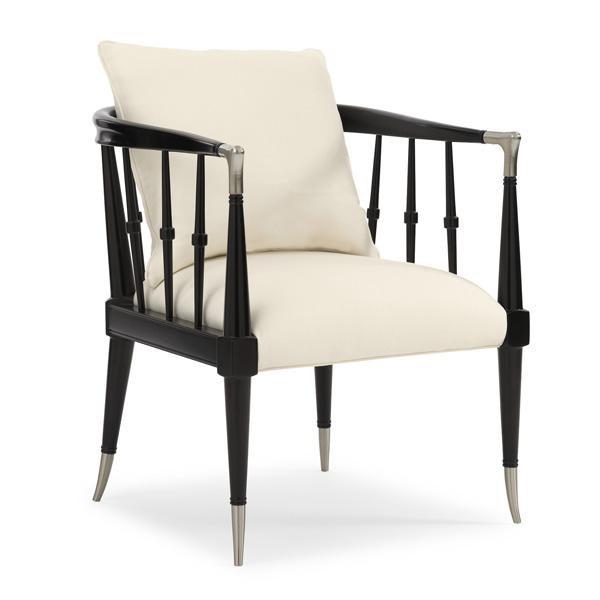 Contemporary Accent Chair BLACK BEAUTY UPH-CHAWOO-54B in White, Black Fabric